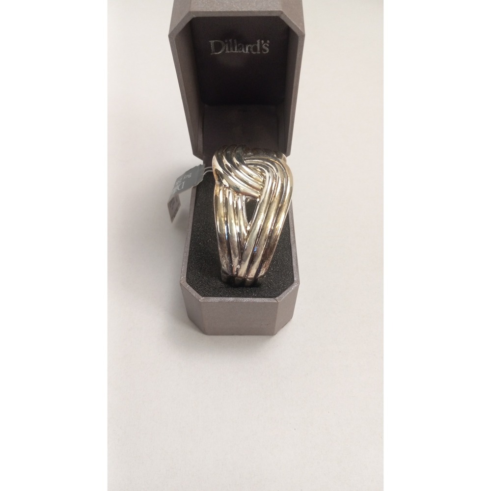 Dillards Silver Tone Multi Strand Hinged Cuff Statement Bracelet with Box NWT